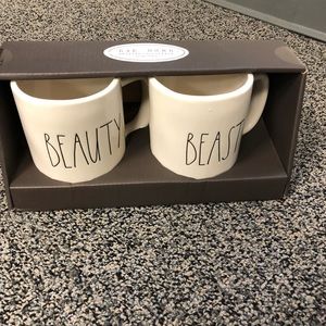 2 PC boxed set Rae Dunn beauty and beast LL mugs